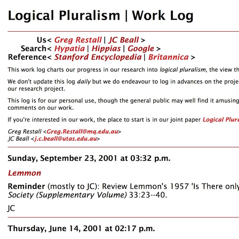 Logical Pluralism | Work Log