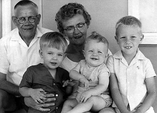 Grandy, Nanna, and three grandsons